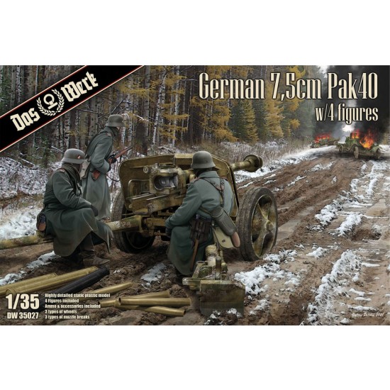 1/35 German 7.5cm Pak40 with 4 Figures