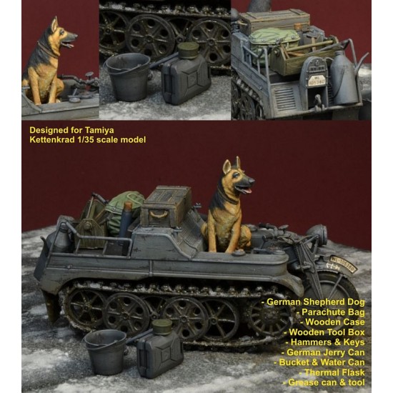 1/35 Luftwaffe Kettenkrad Accessories with Dog