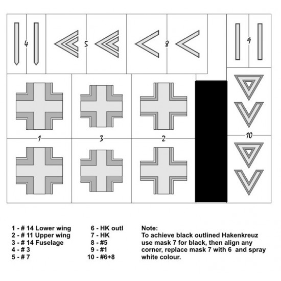 1/32 Me 109E-4/7 National Insignias Masking for Dragon kits