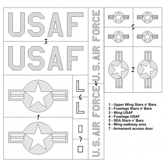 1/48 B-57B/G Canberra Insignias Masking for Airfix kits