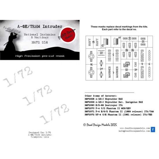 1/72 A-6E/Tram Intruder National Insignias Masking for Trumpeter kits