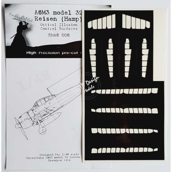 1/48 Mitsubishi A6M3 m.32 Reisen Control Surfaces Masking for Hasegawa