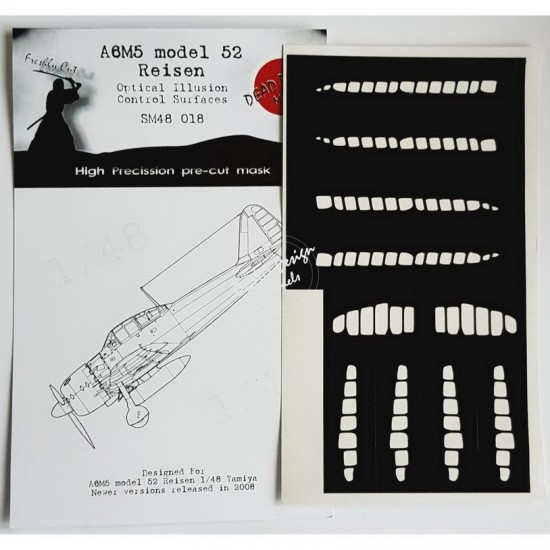 1/48 Mitsubishi A6M5 m.52 Reisen Control Surfaces Masking for Tamiya