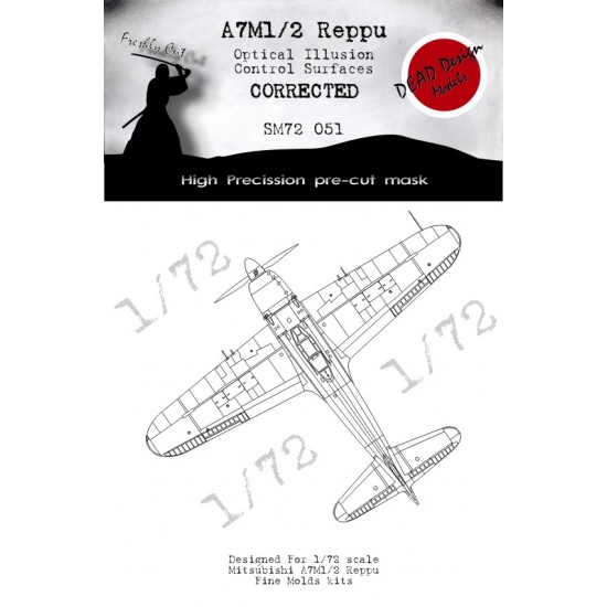 1/72 Mitsubishi A7M Reppu Control Surfaces Masking for Fine Molds