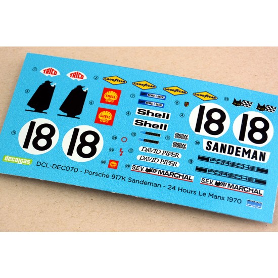 1/24 Porsche 917K Team AAW Racing Sandeman 24h Le Mans 1970 Marking Decal for Fujimi
