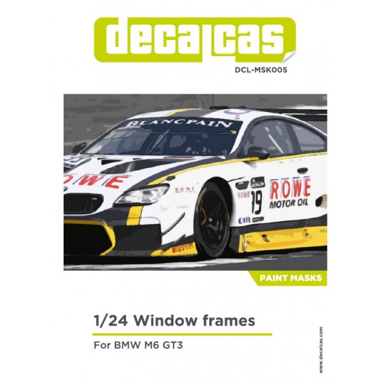 1/24 BMW M6 GT3 Window Frame Masks for Nunu kits Decalcas MSK005