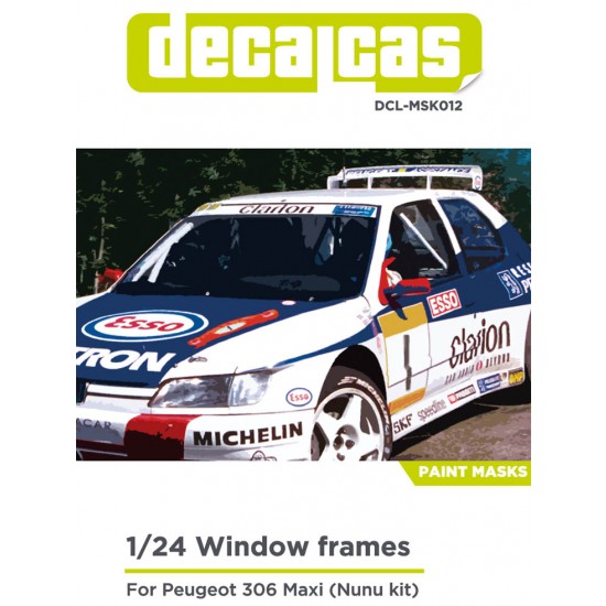 1/24 Peugeot 306 Maxi Window Frame Masks for Nunu kits Decalcas MSK012