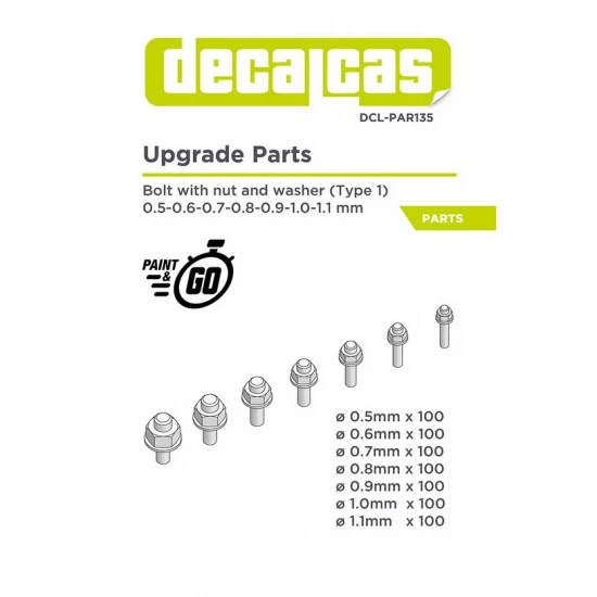 Bolt with Nut and Washer Type 1 - 0.5 - 1.1 mm