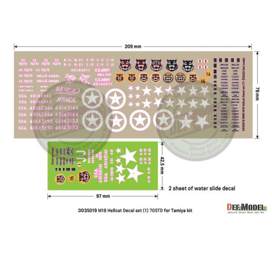 1/35 WWII US M18 Hellcat 705TD Decal set