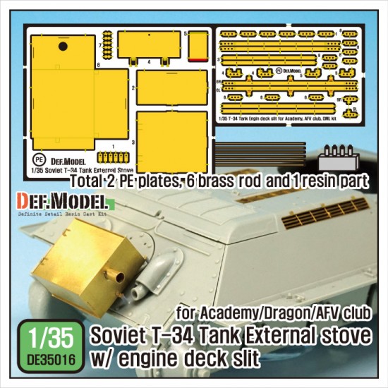 1/35 Soviet T-34 Tank External Stove with Engine Deck Slit for Academy/AFV Club/Dragon