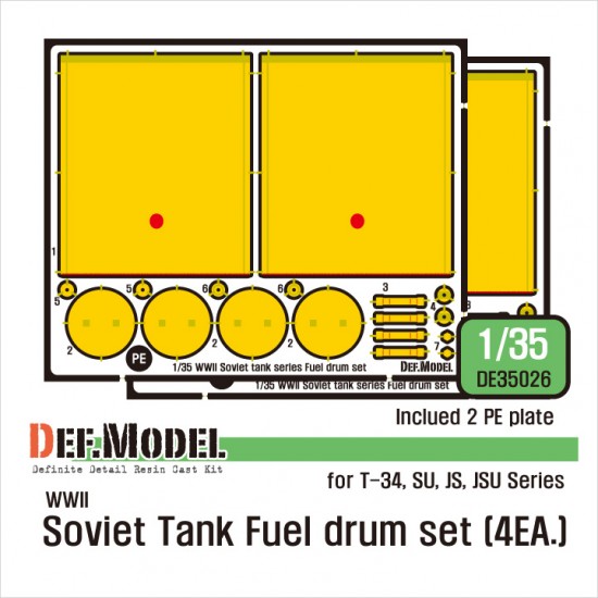 1/35 WWII Soviet Tank T-34 SU/JS/JSU Fuel Drums set (4pcs)