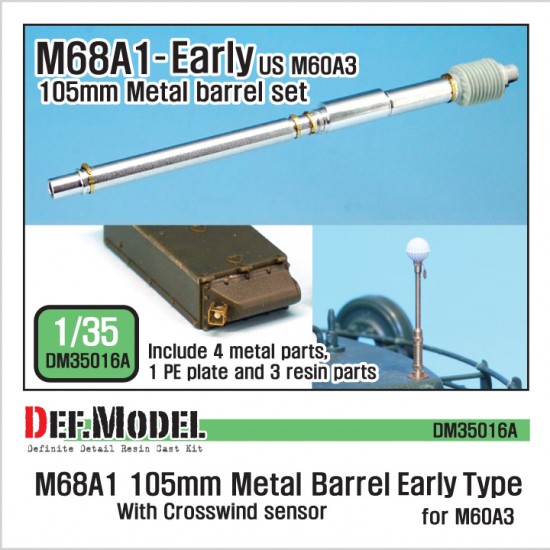 1/35 M68A1 105mm Metal Gun Barrels #Early (4pcs w/resin & PE) for M60A3