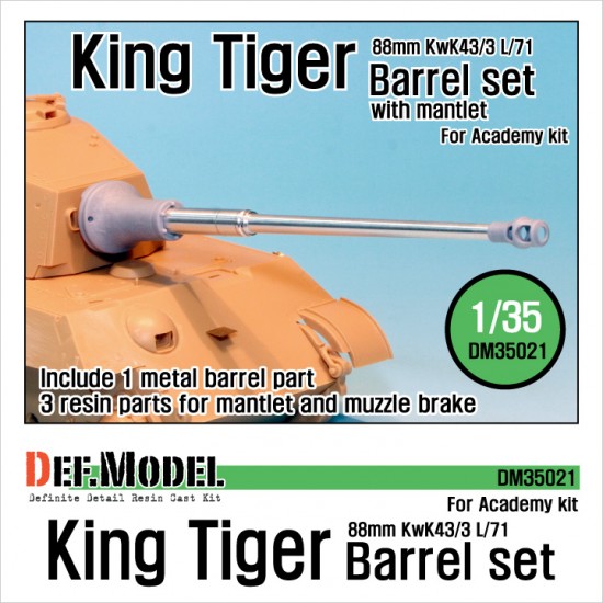 1/35 King Tiger 88mm KwK43/3 L/71 Metal Barrel Set with Mantlet for Academy kit #13229