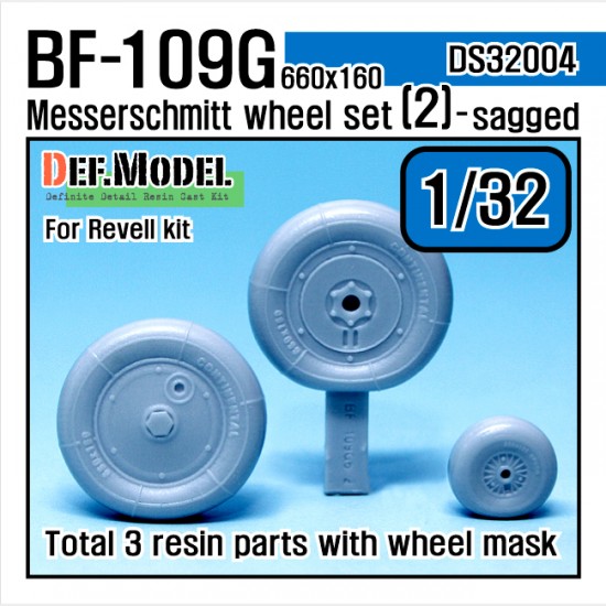 1/32 Messerschmitt Bf109G-6 660x160 Sagged Wheels Set 2 for Revell kit