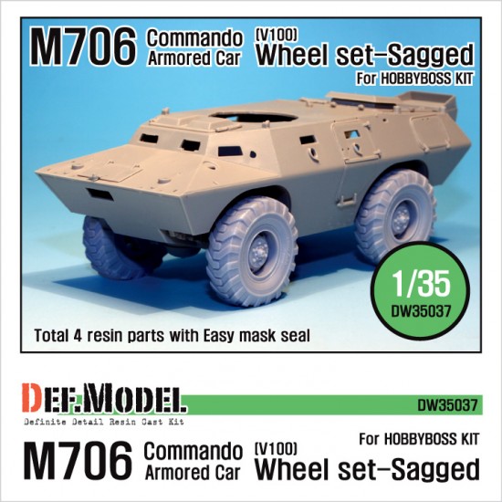 1/35 US M706 (V100) Commando Sagged Wheels Set for Hobby Boss kits #82418/82419 (4 wheels)