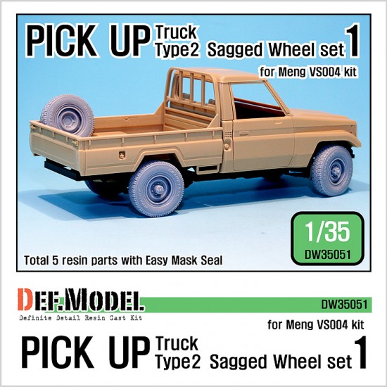 1/35 Pick-up Truck Type 2 Sagged Wheels Set 1 for Meng Model kit VS-004 (5 wheels)