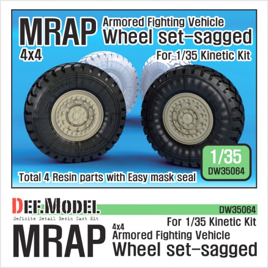 1/35 US 4x4 MRAP Armoured Fighting Vehicle Sagged Wheels Set for Kinetic K61011 (4 wheels)