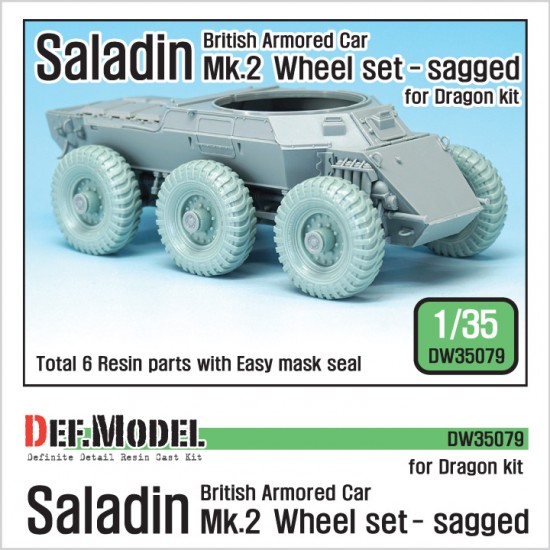 1/35 British Saladin Mk.II Sagged Wheels Set for Dragon kit #3554 (6 wheels)