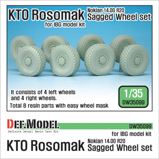 1/35 Polish Army KTO Rosomak "Nokian" Sagged Wheels Set for IBG Models kit