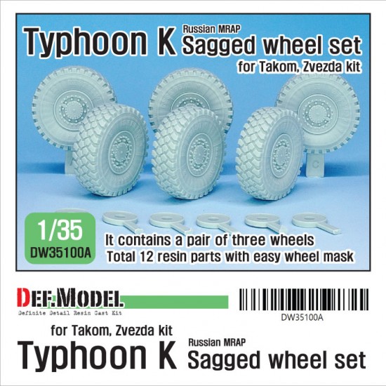 1/35 Russian Typhoon-K Mrap Sagged Wheel set for Takom/Zvezda kit (retooled ver)
