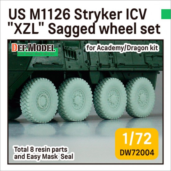 1/72 US M1126A1 Stryker ICV "XZL" Sagged Wheel set for Academy/Dragon kits
