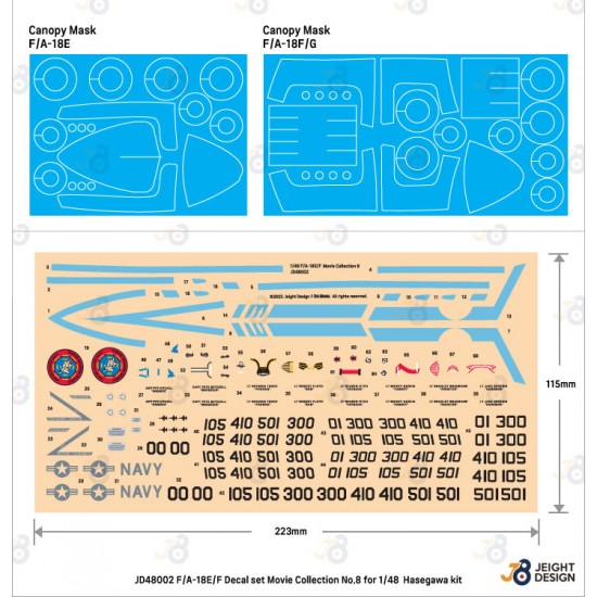 1/48 Movie Collection No.8 F/A-18E/F Super Hornet Decal set for Hasegawa kits
