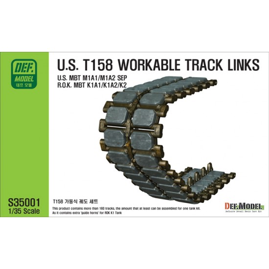1/35 T158 Workable Track Links Set for US M1A1/A2 MBT and ROK KA/K1A1/K1A2 Late Type