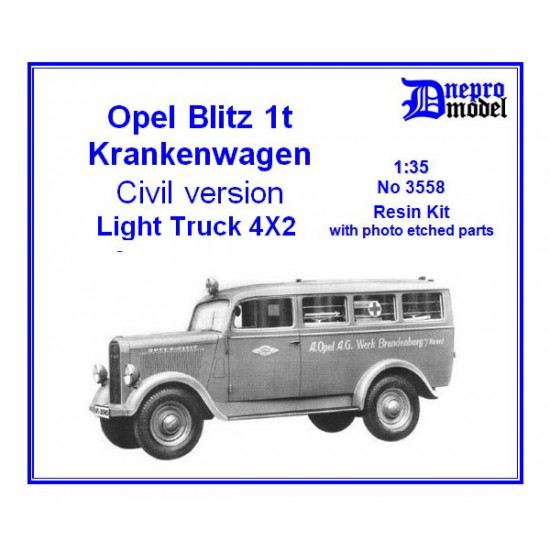 1/35 Opel Blitz 1T Krankenwagen Civil Version Resin Kit