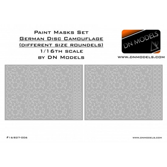 1/16 German 1946 Disc Camouflage (different size roundels, dia. 8mm-22mm) Paint Mask