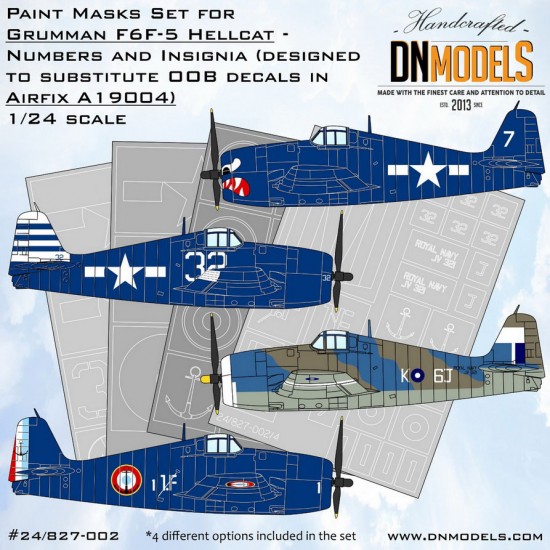 1/24 Grumman F6F-5 Hellcat Insignia Paint Masking for Airfix kit #19004