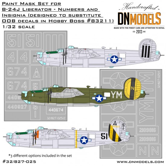 1/32 B-24J Liberator Insignia and Numbers Paint Mask Set for Hobby Boss kits