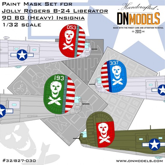 1/32 Jolly Rogers B-24 Liberator 90BG (Heavy) Insignia Paint Mask Set for Hobby Boss kits