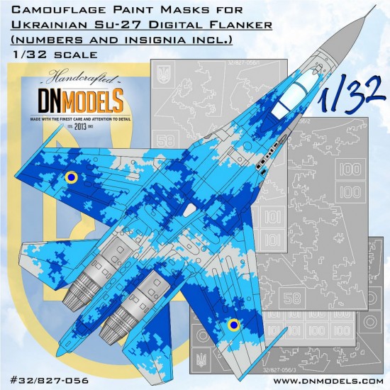 1/32 Ukrainian Su-27 Digital Flanker Camouflage Paint Masking for Trumpeter kits