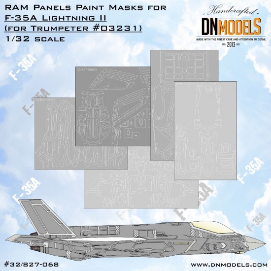 1/32 F-35A Lightning II RAM Panels Paint Masks Set for Trumpeter kits #03231