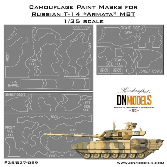 1/35 T-14 Armata MBT Camouflage Paint Masks for Zvezda/Takom/Panda Hobby kits