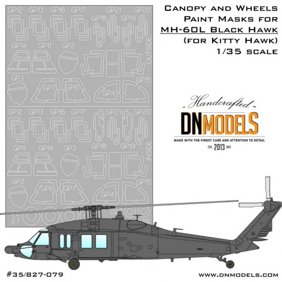 1/35 MH-60L Black Hawk Canopy & Wheels Paint Mask Set for Kitty Hawk #KH50005 kit