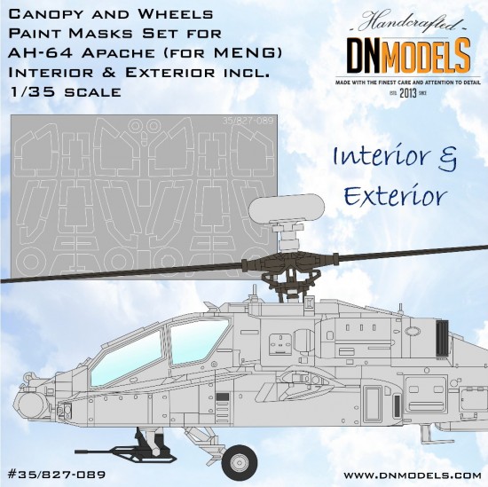 1/35 Apache AH-64 Canopy & Wheels Paint Masks Set for Meng kits