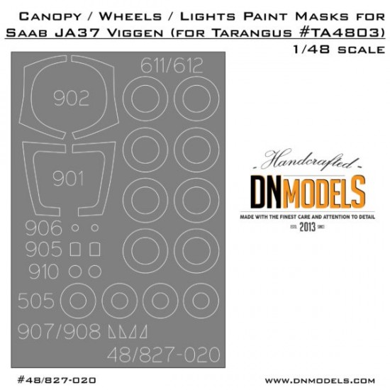 1/48 Saab 37 Viggen Canopy, Wheels and Lights Mask set for Tarangus/Special Hobby kits
