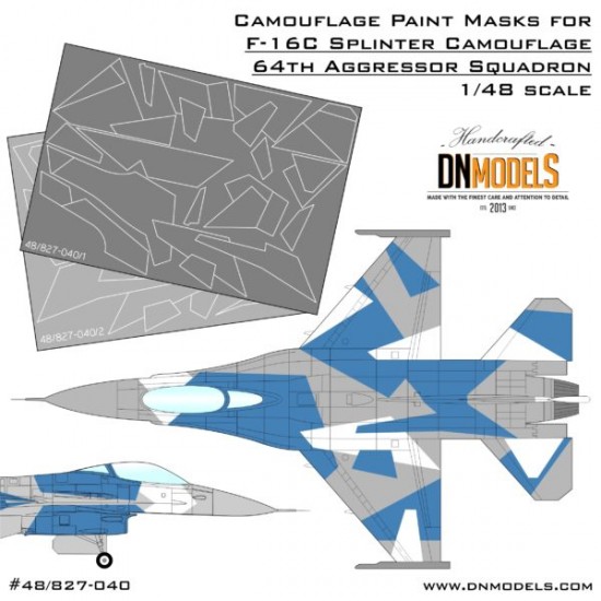 1/48 F-16C Blue Splinter Aggressor Camouflage Paint Masks for Tamiya kits