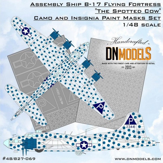 1/48 "The Spotted Cow" B-17 The Spotted Cow Assembly Ship Camo & Insignia Paint Mask Set
