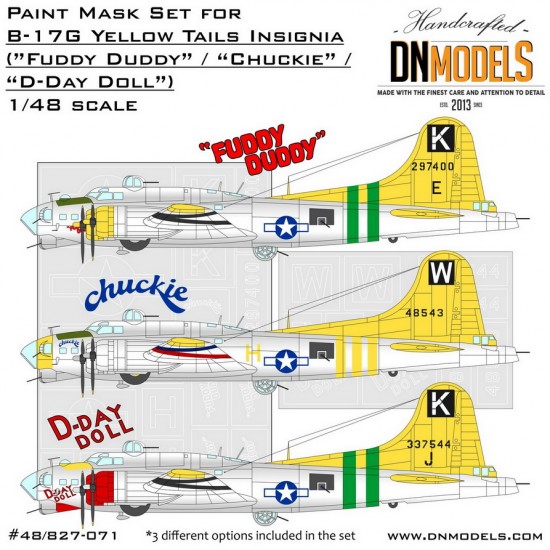 1/48 Boeing B-17G Flying Fortress Yellow Tails Insignia Paint Masks Set