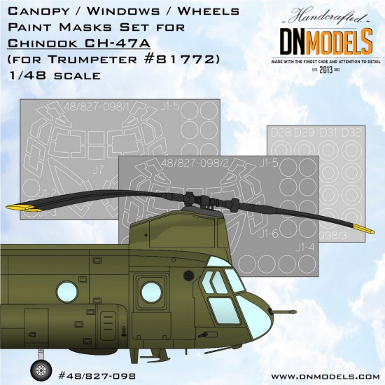 1/48 CH-47A Chinook Canopy & Wheels Paint Masking for HobbyBoss kits