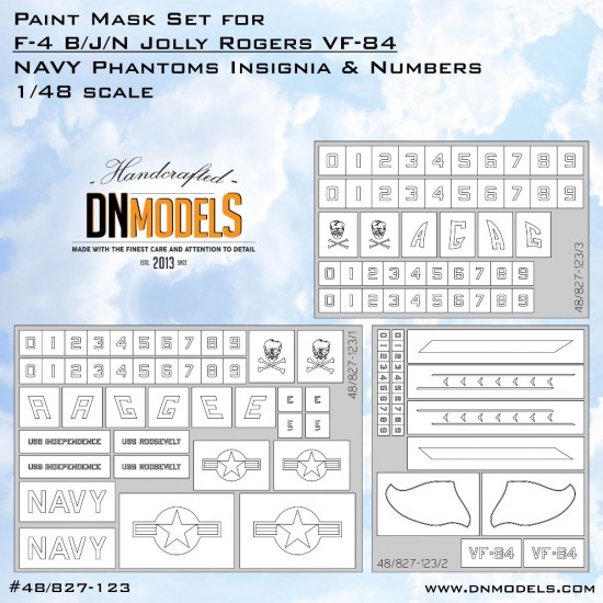 1/48 F-4 B/J/N Jolly Rogers NAVY Phantoms Insignia & Numbers Masking for Eduard/Revell