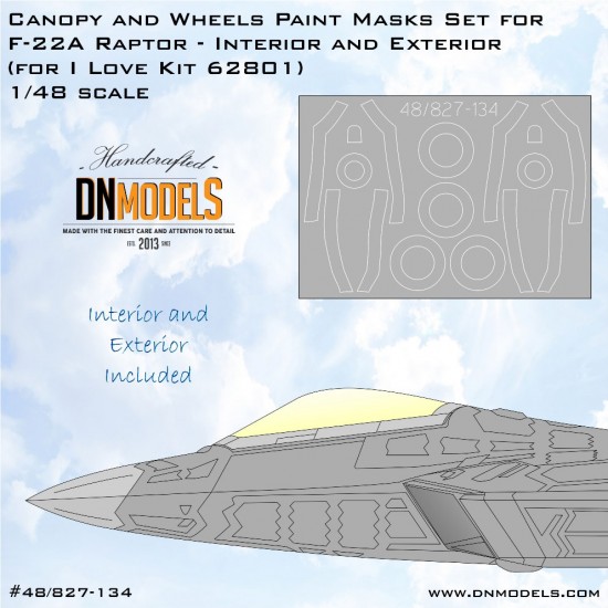 1/48 F-22 Raptor Canopy, HUD & Wheels Paint Masks for I Love Kit #62801