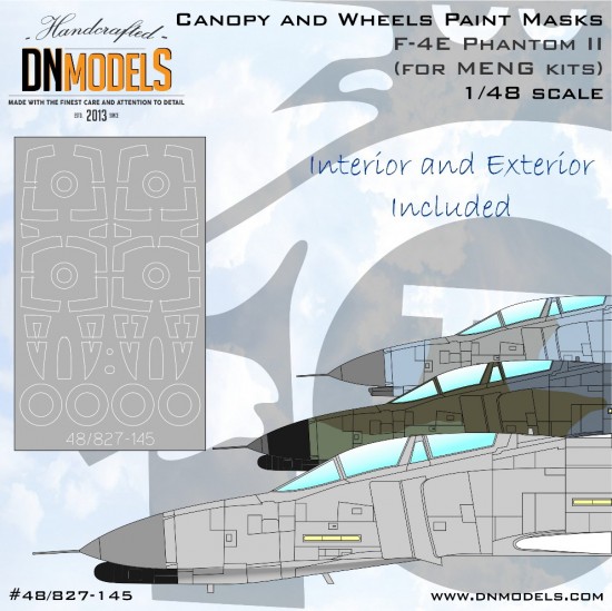 1/48 F-4E / F-4G Phantom II Canopy & Wheels Paint Masks for MENG kits