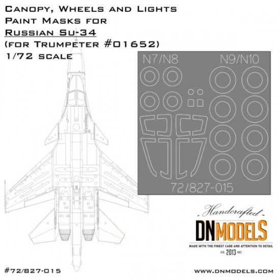 1/72 Sukhoi Su-34 Fullback Canopy, Wheels & Lights Paint Masks for Trumpeter #01652