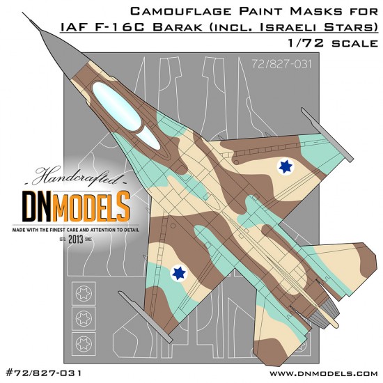 1/72 F-16C Fighting Falcon Barak Camouflage Paint Masks (Israeli Stars Stencils Included)