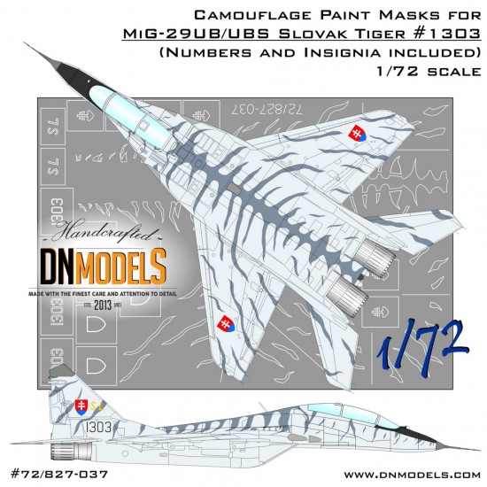 1/72 Tiger Camo MiG-29UB/UBS Fulcrum-B Slovak Air Force Paint Mask Set