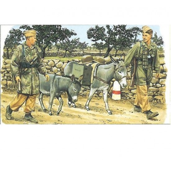 1/35 German Fallschirmjager w/Donkeys (2 figures & 2 donkeys)