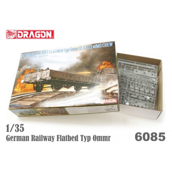 1/35 German Railway Flatbed Typ Ommr (2 Axle) w/MG Crew